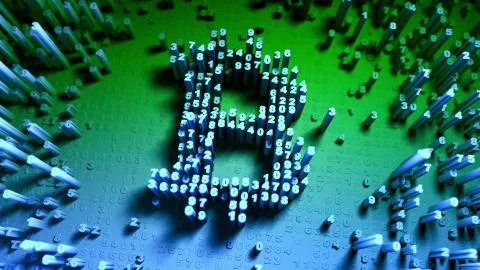 Abstract numbers Random motion in the form of coins bitcoin 스톡 일러스트