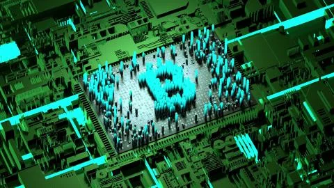 Abstract numbers Random motion in the form of coins bitcoin Stock Illustration