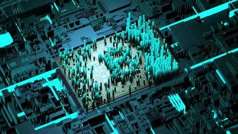 Abstract numbers Random motion in the form of coins bitcoin Stock Illustration