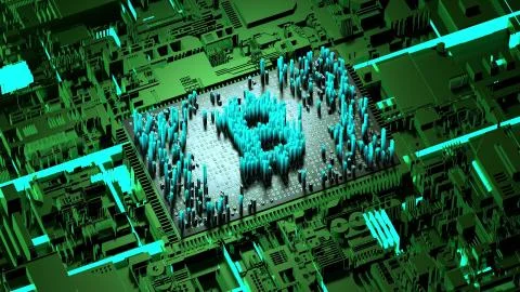 Abstract numbers Random motion in the form of coins bitcoin Stock Illustration