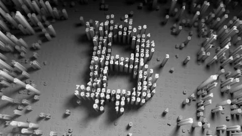 Abstract numbers Random motion in the form of coins bitcoin 스톡 일러스트