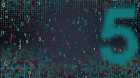 Abstract Numerical Data Flowing, Colorful Digital Patterns Grid Stock Footage 303577438