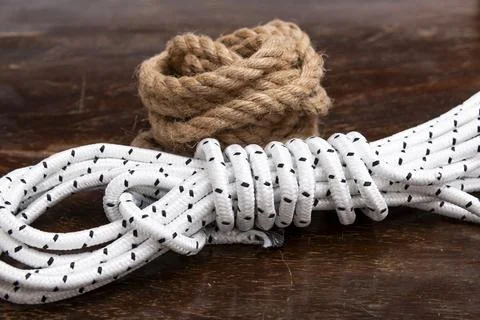 Abstract nylon rope pattern texture and natural jute rope Stock Photos