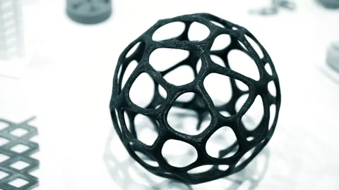 Abstract object of a blue color printed on a 3d printer on a white table Stock Footage 151992184