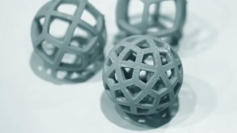 Abstract object of a blue color printed by 3d printer on white background. Video stock 152102668