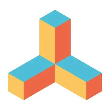 Abstract object of cubes. Retro colored. Isometric 3D vector object Stock Illustration