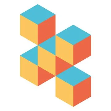 Abstract object of cubes. Retro colored. Isometric 3D vector object Stock Illustration