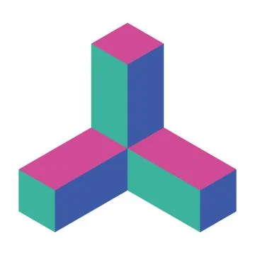 Abstract object of cubes. Retro colored. Isometric 3D vector object Illustrazione stock