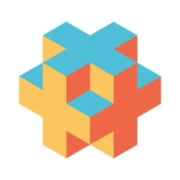 Abstract object of cubes. Retro colored. Isometric 3D vector object Illustrazione stock