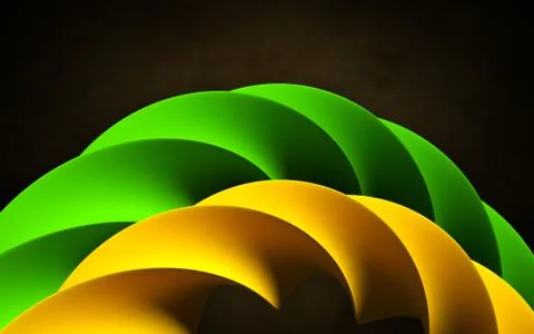 Abstract object as green and orange swirl curves. Stock Illustration