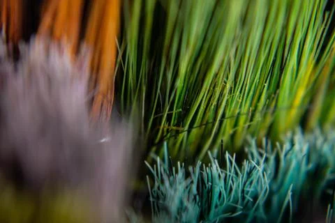 Abstract object of multiple colored bristles or colored strips. Stock Photos