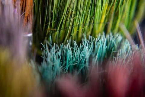 Abstract object of multiple colored bristles or colored strips. Stock Photos