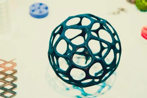 Abstract object printed by 3d printer close-up. Stock Photos