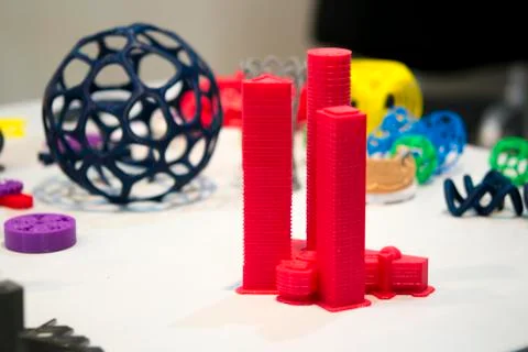 Abstract object printed by 3d printer close-up. Foto stock