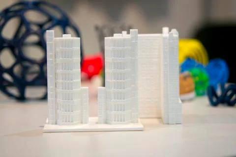 Abstract object printed by 3d printer close-up. Foto stock