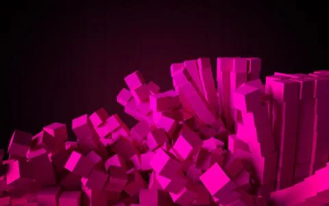 Abstract objects as falling cubes on the dark background. 스톡 일러스트