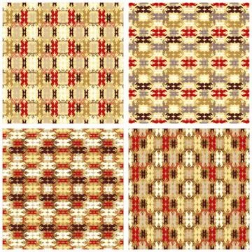 Abstract objects retro style collection of seamless pattern Stock Illustration