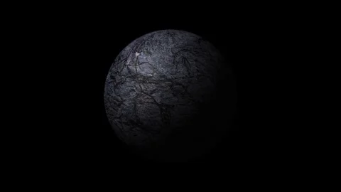 Abstract Obsidian Sphere Slowly Rotating in Reverse Direction on Dark Background Stock Footage 339095195