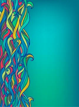 Abstract Ocean Algae Wave hand-drawn Pattern Background Stock Illustration