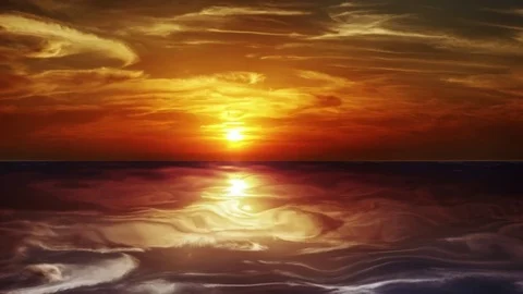 Abstract ocean on a background of bright sunset.  Stock Footage 83519412
