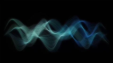 Abstract Ocean Blue Light Ribbons Flowing in Seamless Loop Stock Footage 346569746