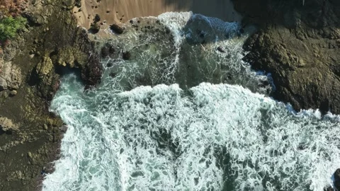 Abstract Ocean Foam Pattern and Wave Motion Stock Footage 340123819