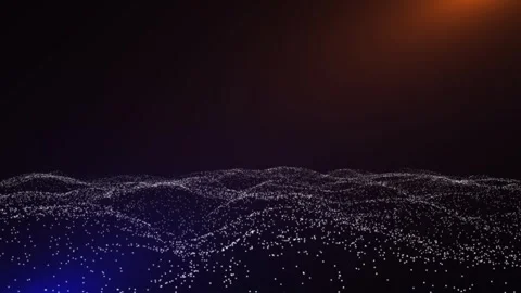 An abstract ocean of particles in rays of yellow light 1 Stock Footage 291700205