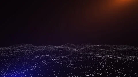 An abstract ocean of particles in rays of yellow light Stock Footage 291700655