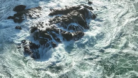 Abstract Ocean Surface Pattern and Coastal Water Motion Stock Footage 340124385