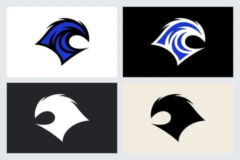 Abstract Ocean Wave Logo Design Set 스톡 일러스트