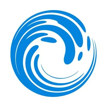 Abstract Ocean Wave Logo Minimal Blue Water Swirl Design Modern Marine Symbol Stock Illustration