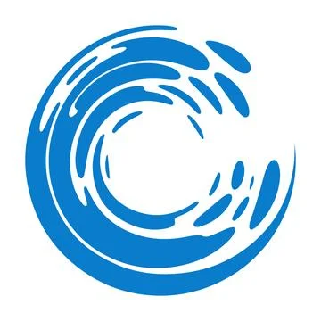 Abstract Ocean Wave Logo Minimal Blue Water Swirl Design Modern Marine Symbol Stock Illustration