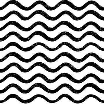 Abstract ocean wave seamless pattern. Wavy line stripe background. Stock Illustration