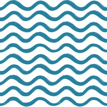 Abstract ocean wave seamless pattern. Wavy line stripe background. Stock Illustration
