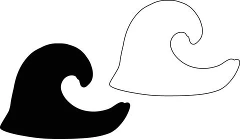 Abstract ocean wave shape black and white vector Illustration