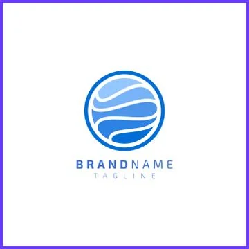 Abstract ocean waves in circle form. Simple and minimalist logo design Stock Illustration