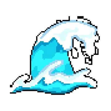Abstract ocean waves pixel art vector illustration Stock Illustration