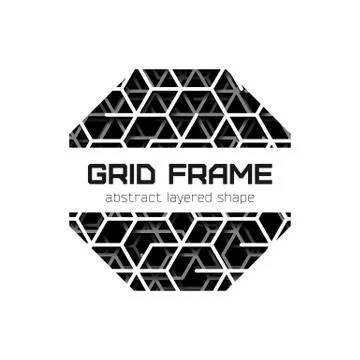 Abstract octagon frame with layered lines triangular grid and shadow Illustrazione stock