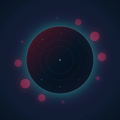Abstract Octagon Geometric Shape with Glowing Neon Lights and Red Bubbles Stock Footage 347266328