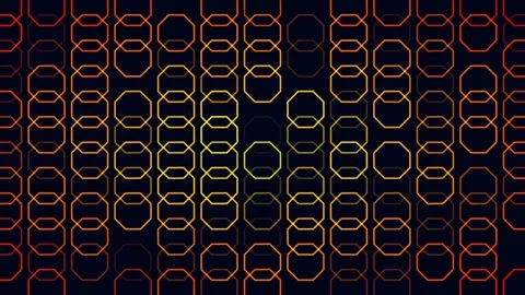 Abstract Octagon Pattern: Interlocking Orange and Gold Geometric Shapes on .. Video stock 299240288