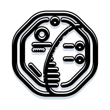 Abstract octagonal black and white geometric graphic icon Stock Illustration