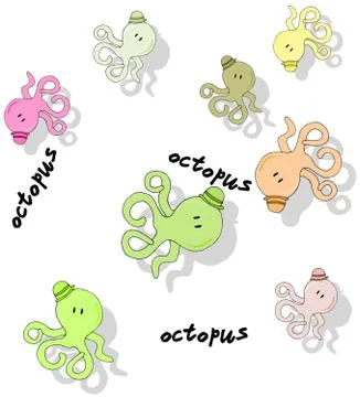 Abstract octopus background with drop shadow Stock Illustration