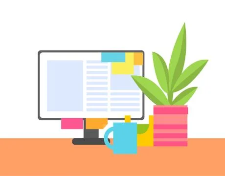 Abstract Office Interior Color Vector Illustration Ilustración de archivo
