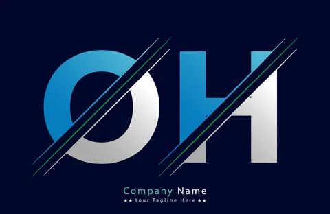 Abstract OH letter logo design template. Vector Logo Illustration. Stock Illustration