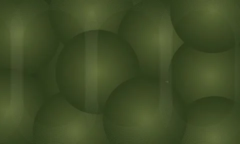 Abstract olive green background with 3D spheres and geometric thin line pat.. 스톡 일러스트