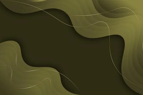 Abstract Olive Green Gradient Wavy Lines Background Smooth Organic Flowing 스톡 일러스트