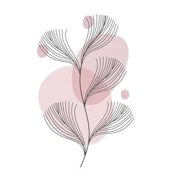 Abstract one line art leaf. Botanical prints boho vector wall art trendy pict 스톡 일러스트