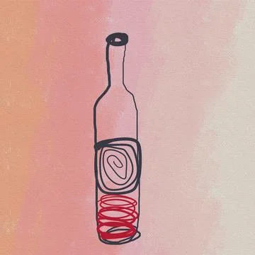 Abstract one line digital ilustration of isolated full alcohol beverage wine  Stock Illustration
