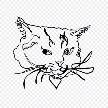 Abstract One Line Drawing of Cat Face Stock Illustration