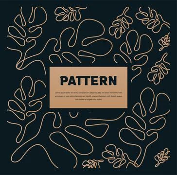 Abstract One Line Leaf Botanical Seamless Pattern Vector Stock Illustration